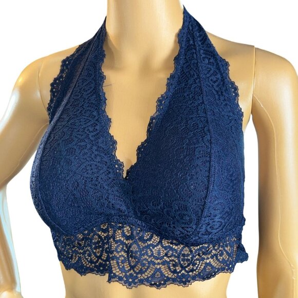 Maurices Womens Lace Halter Bralette in Oxford Blue XL NWOT - Picture 1 of 6